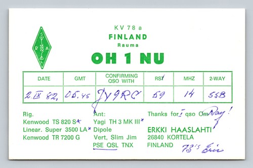 Radioamatore qsl oh1nu - radioamatore,