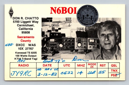 Ham radio qsl n6b0i sacramento - ham,